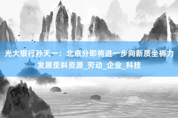 光大银行孙天一：北京分即将进一步向新质坐褥力发展歪斜资源_劳动_企业_科技