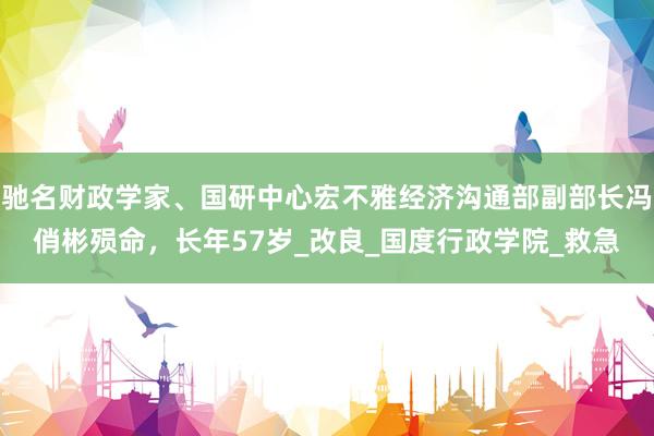 驰名财政学家、国研中心宏不雅经济沟通部副部长冯俏彬殒命，长年57岁_改良_国度行政学院_救急