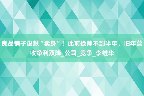 良品铺子设想“卖身”！此前换帅不到半年，旧年营收净利双降_公司_竞争_李维华