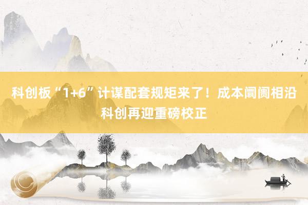 科创板“1+6”计谋配套规矩来了！成本阛阓相沿科创再迎重磅校正