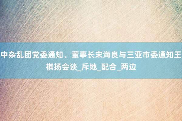 中杂乱团党委通知、董事长宋海良与三亚市委通知王祺扬会谈_斥地_配合_两边