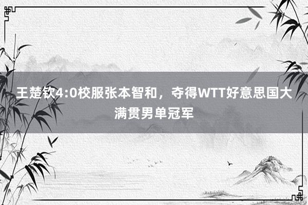 王楚钦4:0校服张本智和，夺得WTT好意思国大满贯男单冠军