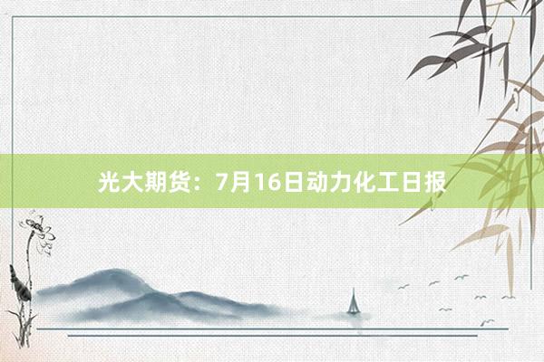 光大期货：7月16日动力化工日报