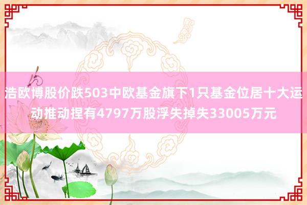浩欧博股价跌503中欧基金旗下1只基金位居十大运动推动捏有4797万股浮失掉失33005万元