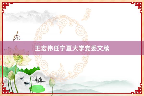 王宏伟任宁夏大学党委文牍