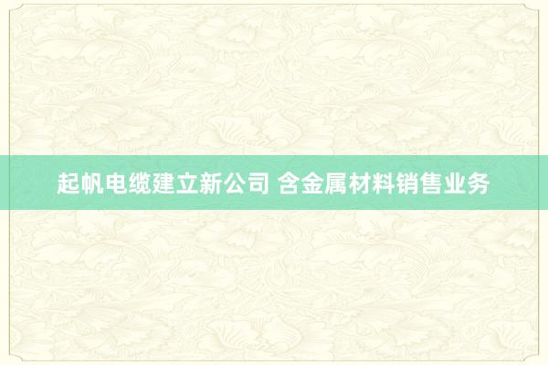 起帆电缆建立新公司 含金属材料销售业务