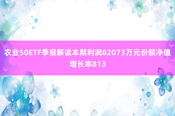 农业50ETF季报解读本期利润82073万元份额净值增长率813