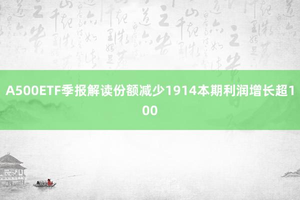 A500ETF季报解读份额减少1914本期利润增长超100