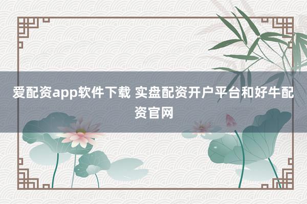 爱配资app软件下载 实盘配资开户平台和好牛配资官网