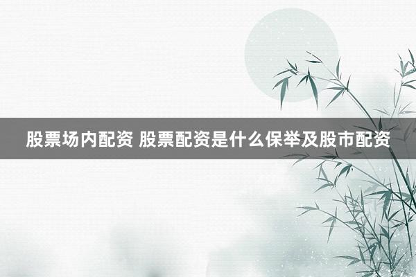 股票场内配资 股票配资是什么保举及股市配资