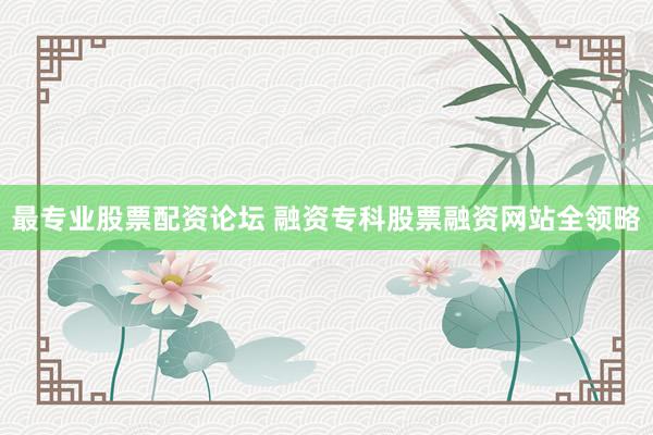最专业股票配资论坛 融资专科股票融资网站全领略