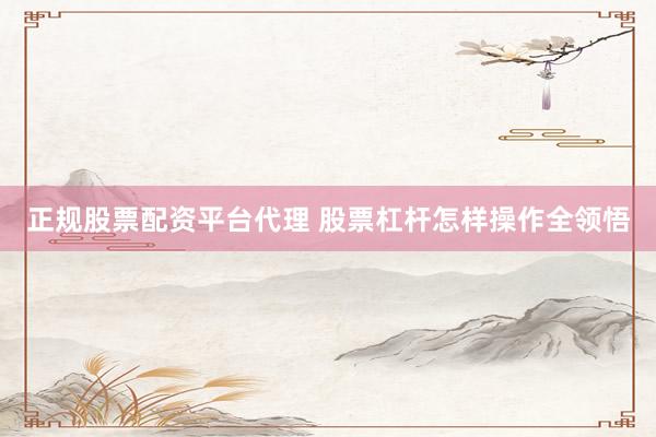 正规股票配资平台代理 股票杠杆怎样操作全领悟