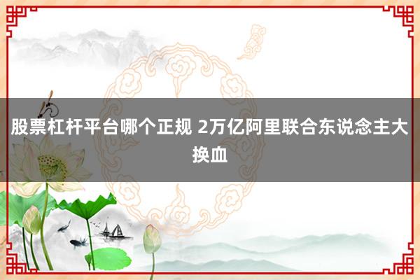 股票杠杆平台哪个正规 2万亿阿里联合东说念主大换血