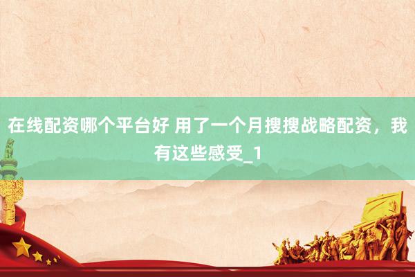 在线配资哪个平台好 用了一个月搜搜战略配资，我有这些感受_1