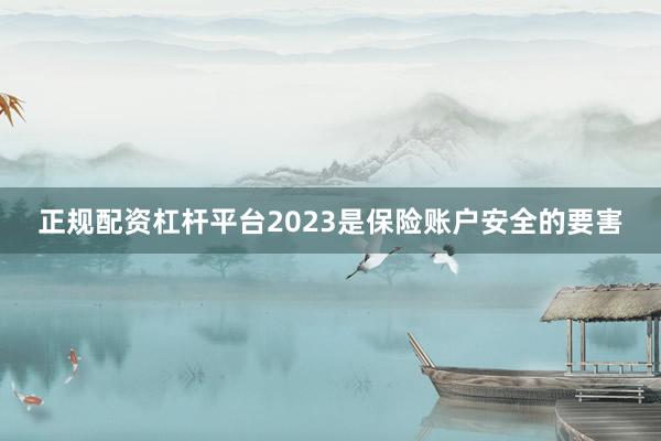 正规配资杠杆平台2023是保险账户安全的要害