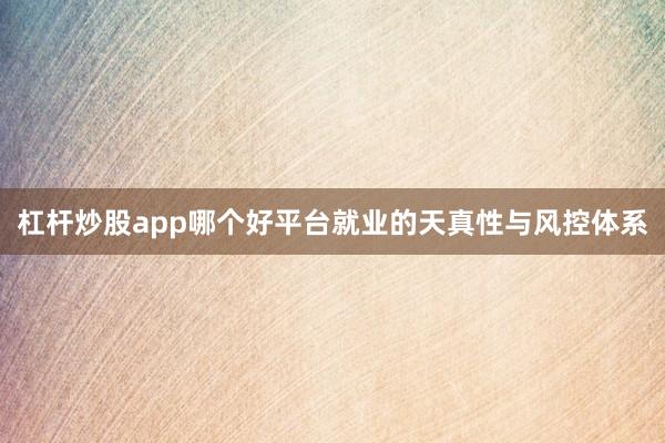 杠杆炒股app哪个好平台就业的天真性与风控体系