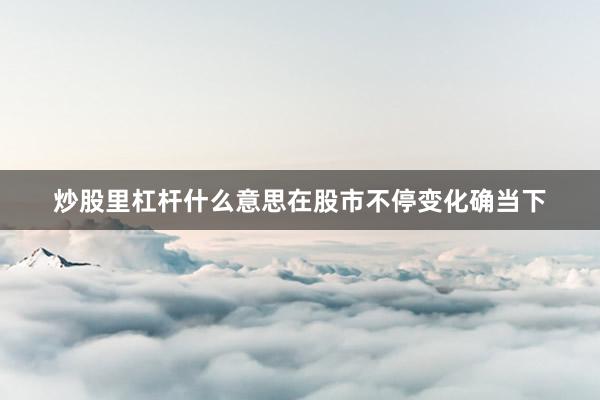 炒股里杠杆什么意思在股市不停变化确当下