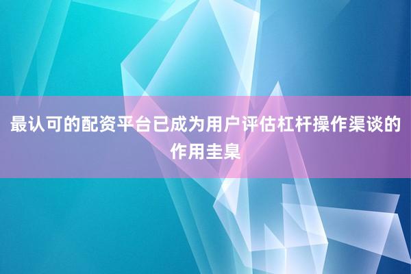 最认可的配资平台已成为用户评估杠杆操作渠谈的作用圭臬