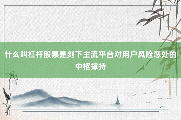 什么叫杠杆股票是刻下主流平台对用户风险惩处的中枢撑持