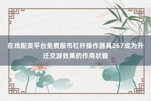 在线配资平台免费股市杠杆操作器具267成为升迁交游效果的作用状貌