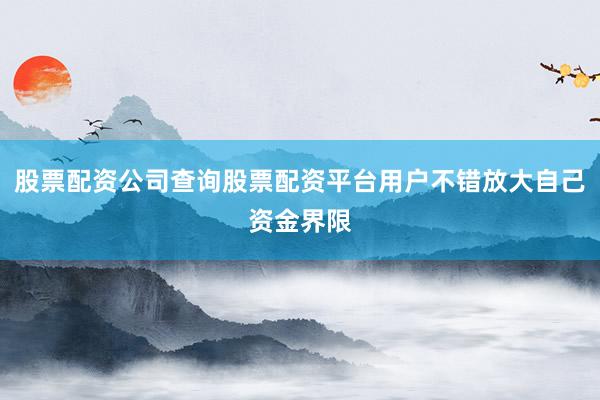 股票配资公司查询股票配资平台用户不错放大自己资金界限
