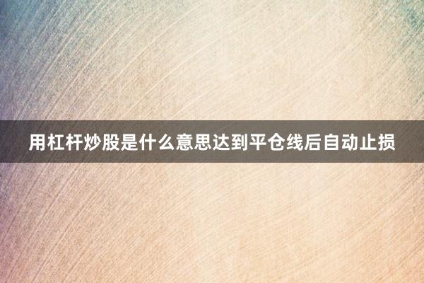 用杠杆炒股是什么意思达到平仓线后自动止损