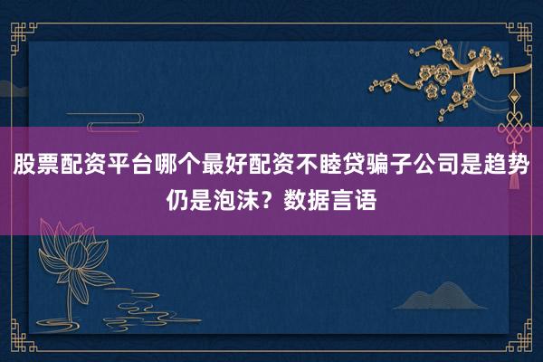 股票配资平台哪个最好配资不睦贷骗子公司是趋势仍是泡沫?数据言语