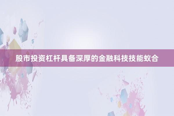 股市投资杠杆具备深厚的金融科技技能蚁合