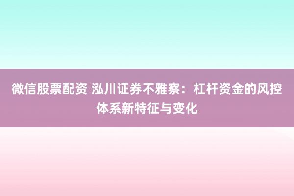 微信股票配资 泓川证券不雅察:杠杆资金的风控体系新特征与变化